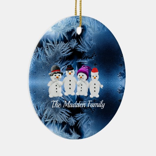 Snowmen Familie van Vier Keramisch Ornament (Rechts)