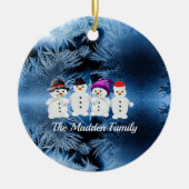 Snowmen Familie van Vier Keramisch Ornament (Voorkant)
