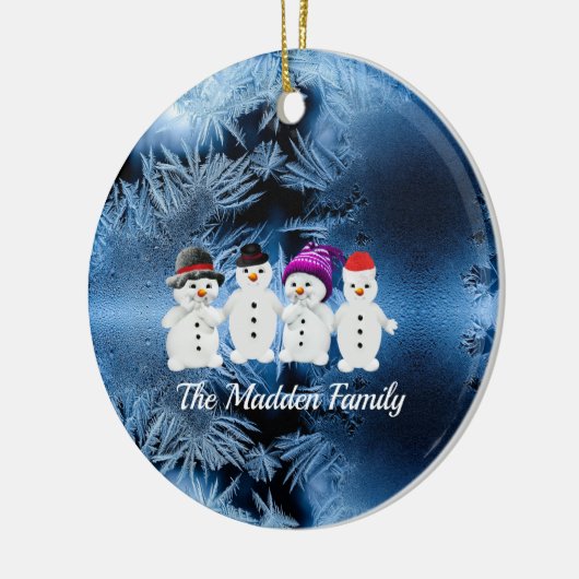 Snowmen Familie van Vier Keramisch Ornament (Links)