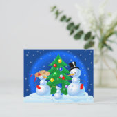 Snowmen Family Fun Feestdagenkaart (Staand voorkant)