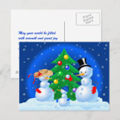Snowmen Family Fun Feestdagenkaart (Voorkant / Achterkant)
