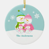 Snowmen Family Kerstmis Keramisch Ornament (Voorkant)
