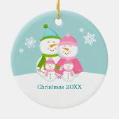 Snowmen Family Kerstmis Keramisch Ornament (Achterkant)