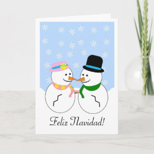 Snowmen Feliz Navidad Spaanse Kerstmis Feestdagen Kaart