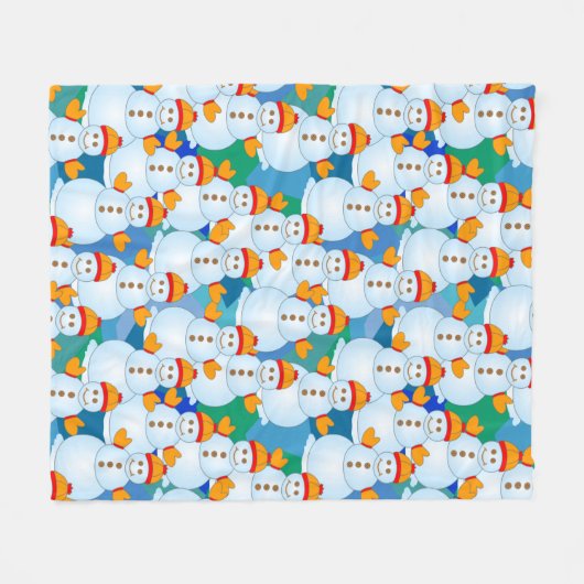 Snowmen Fleece Deken (Voorkant (Horizontaal))