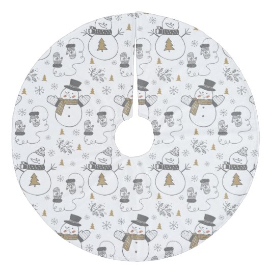 Snowmen Fleece Kerstboom Rok (Voorkant)