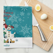 Snowmen Friends Cute Kerstmis Theedoek (Quarter Fold)