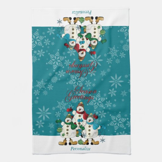 Snowmen Friends Cute Kerstmis Theedoek (Verticaal)