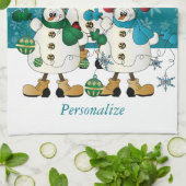 Snowmen Friends Cute Kerstmis Theedoek (Gevouwen)