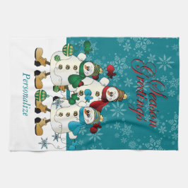 Snowmen Friends Cute Kerstmis Theedoek