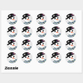 Snowmen glimlachen met zwart Pet Ronde Sticker (Vel)