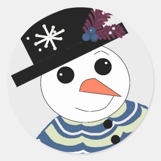 Snowmen glimlachen met zwart Pet Ronde Sticker (Voorkant)