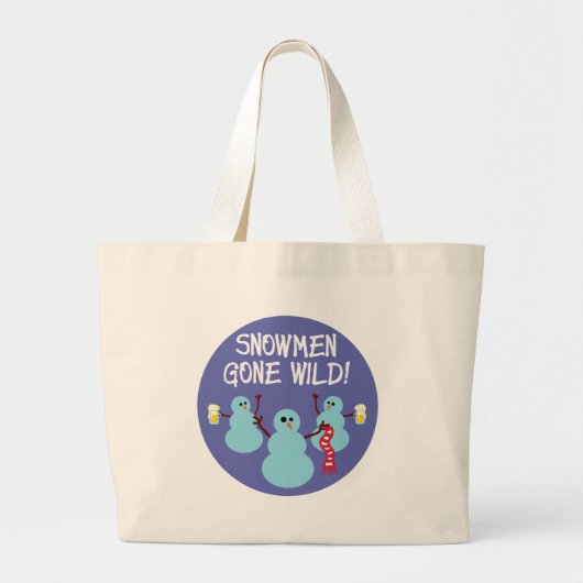 Snowmen Gone Wild. Grote Tote Bag (Voorkant)