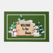 Snowmen Greeting  Doormat Deurmat (Voorkant)