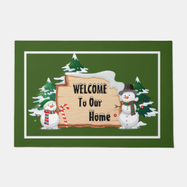 Snowmen Greeting  Doormat Deurmat