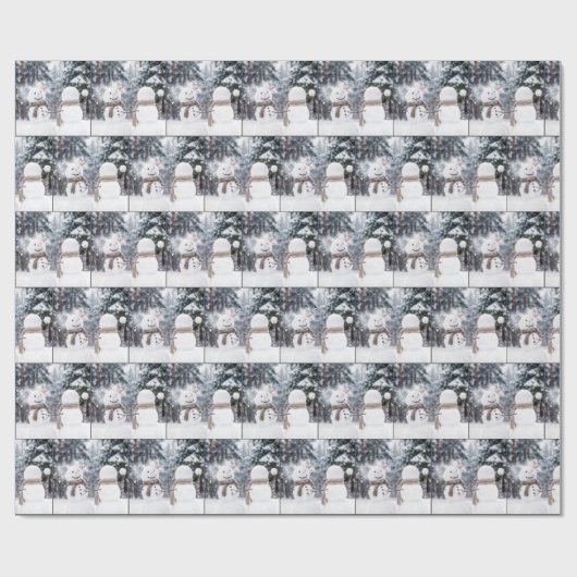 Snowmen Having a Snowball Fight Cadeaupapier (Vlak)