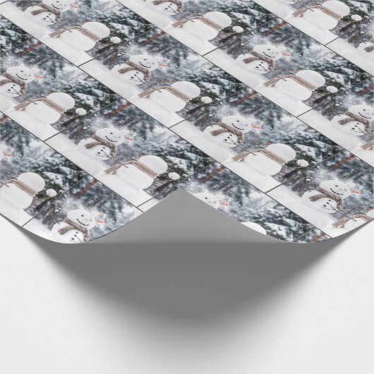 Snowmen Having a Snowball Fight Cadeaupapier (Hoek)