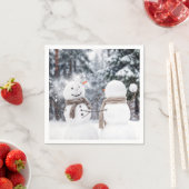 Snowmen Having a Snowball Fight Servet (Insitu)