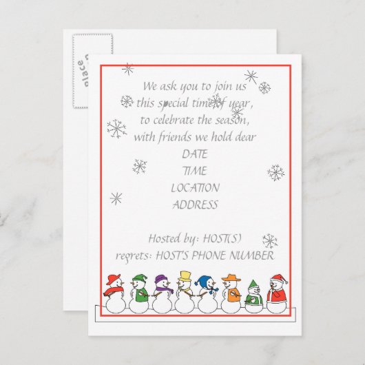 Snowmen Holiday Party Uitnodiging (Voorkant / Achterkant)