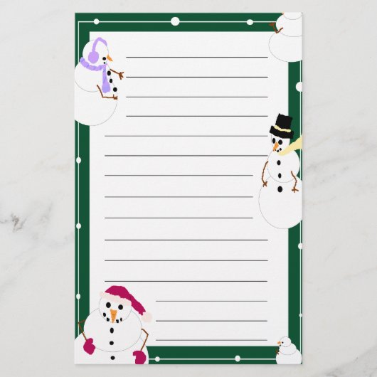 Snowmen Holiday Stationery met Kerstmis Briefpapier (Voorkant)