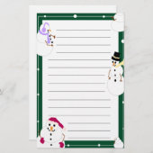 Snowmen Holiday Stationery met Kerstmis Briefpapier (Voorkant / Achterkant)