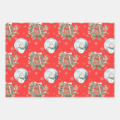 Snowmen, Holiday Wreath Festive Christmas Red Inpakpapier Vel (Voorkant 2)