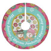 Snowmen Hyvaa Joulua Holiday Tree Skirt Kerstboom Rok (Voorkant)
