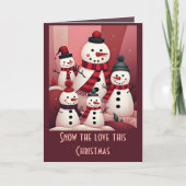 Snowmen In A Sweet Kitschy Christmas Pink Theme Kaart (Voorkant)