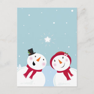 Snowmen in de winter met Snowgirl Briefkaart