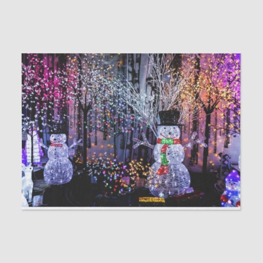 Snowmen in een kerstlicht Wonderland Tissuepapier (Voorkant)