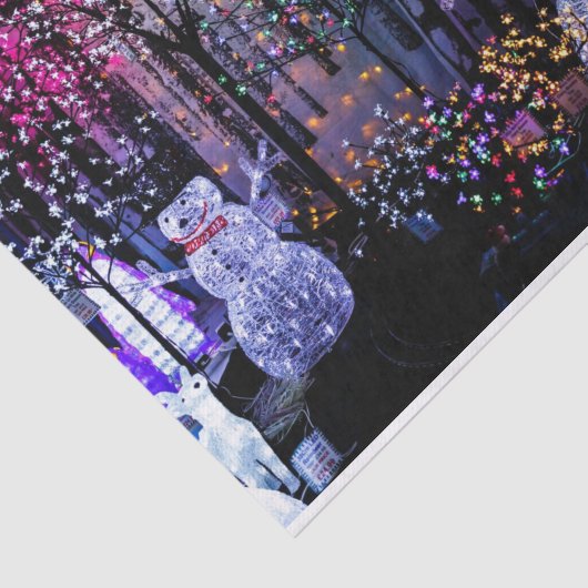 Snowmen in een kerstlicht Wonderland Tissuepapier (Detail)