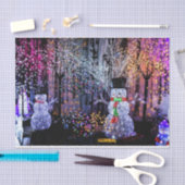 Snowmen in een kerstlicht Wonderland Tissuepapier (Craft)
