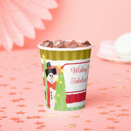 Snowmen in feestelijke kleuren papieren bekers