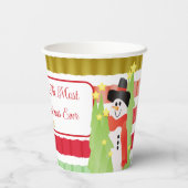 Snowmen in feestelijke kleuren papieren bekers (Achterkant)