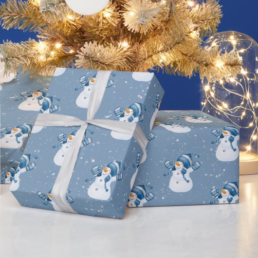 Snowmen in Snowflakes Cadeaupapier (Feestdagen)