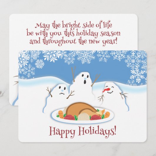 Snowmen kalkoen diner culinaire kerstkaart (Voorkant / Achterkant)