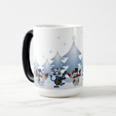 Snowmen, kerstbomen en sneeuw magische mok (Voorkant links)