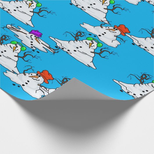 Snowmen kerstcadeautje smelten cadeaupapier (Hoek)