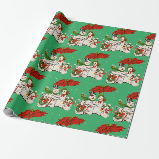Snowmen Kerstmis Cadeaupapier (Uitgerold)