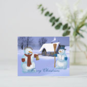 Snowmen Kerstmis Feestdagenkaart (Staand voorkant)