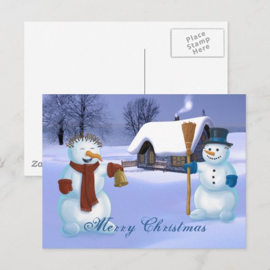Snowmen Kerstmis Feestdagenkaart (Voorkant / Achterkant)