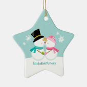 Snowmen Kerstmis kussen Keramisch Ornament (Rechts)