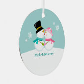 Snowmen Kerstmis kussen Metalen Ornament (Voorkant Rechts)