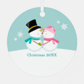 Snowmen Kerstmis kussen Metalen Ornament (Achterkant)