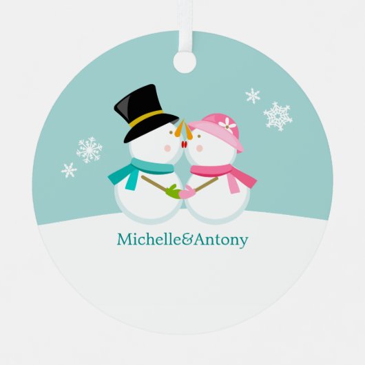 Snowmen Kerstmis kussen Metalen Ornament (Voorkant)