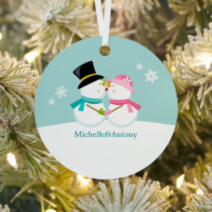 Snowmen Kerstmis kussen Metalen Ornament