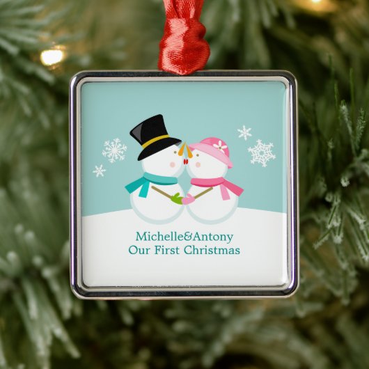 Snowmen Kerstmis kussen Metalen Ornament (Boom)