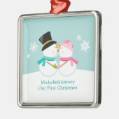 Snowmen Kerstmis kussen Metalen Ornament (Links)