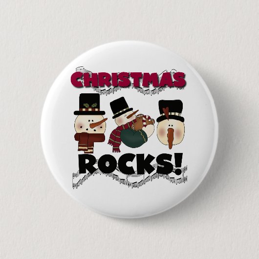 Snowmen Kerstmis Rocks Ronde Button 5,7 Cm (Voorkant)