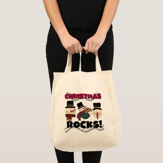 Snowmen Kerstmis Rocks Tote Bag (Voorkant (product))